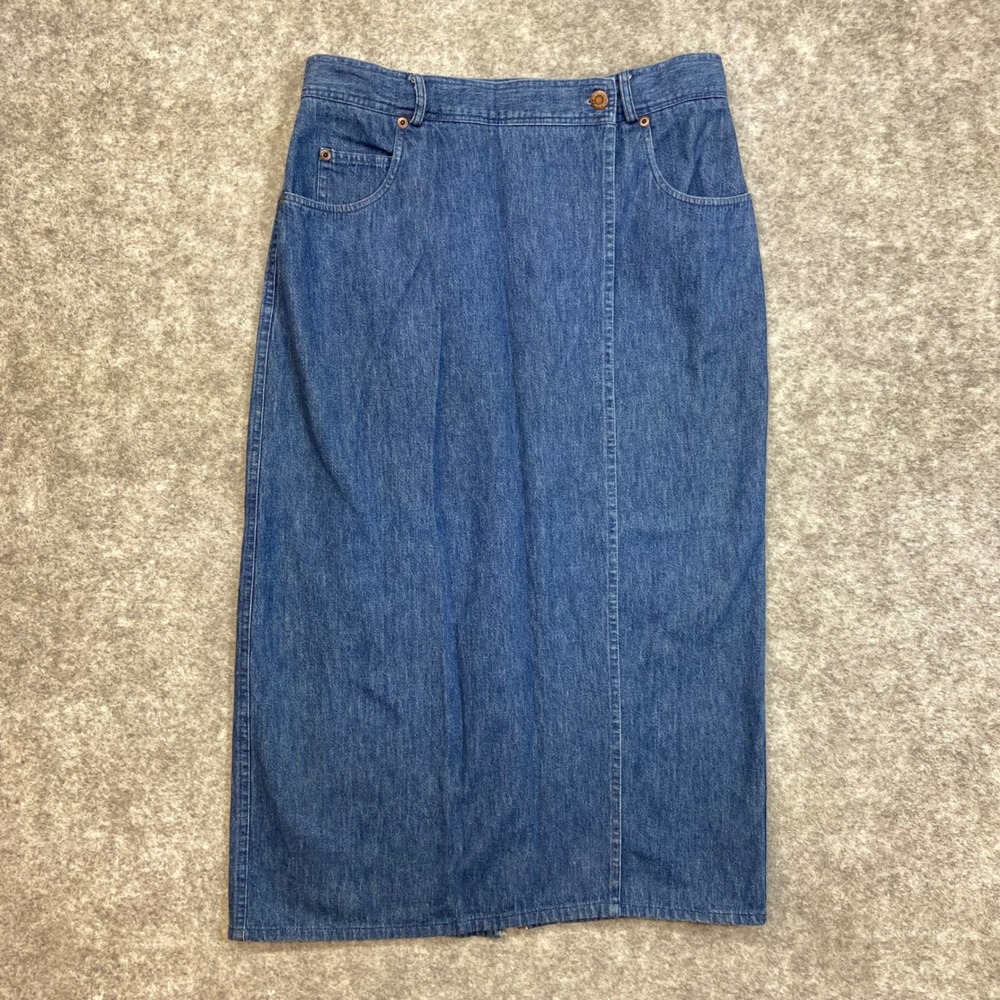 Vintage Bushwacker USA Denim Maxi Full‎ Wrap Skirt Blue Denim Size 14